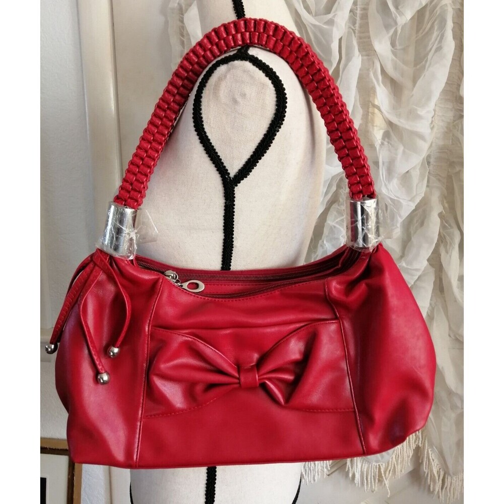 Y2k Faux Leather Red Coquette Bow Funky Purse Bag New Old Stuff Rare